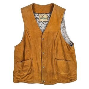 Vintage Men's Deer Wear Suede Deerskin Vest Yellow M